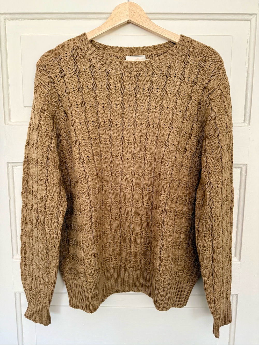 Wythe NY Men's Cable Crewneck Sweater - Camel Brown